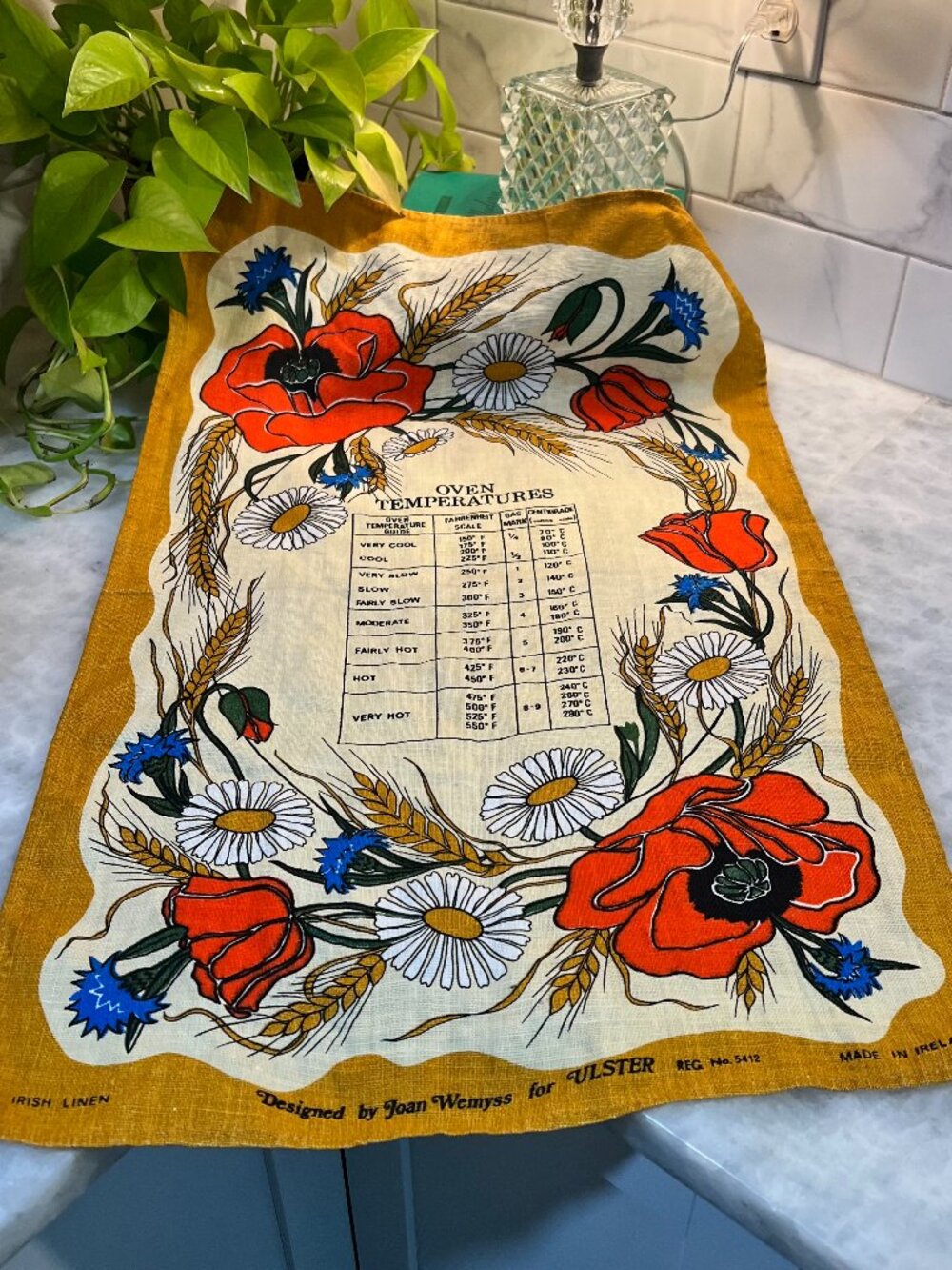 Oven Temperatures Poppy Design Joan Wemyss Ulster Linen Tea Towel